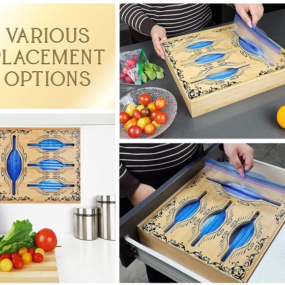 Ziplock Bag Storage Organizer for Drawer Wall Bamboo - Picture 4 of 9